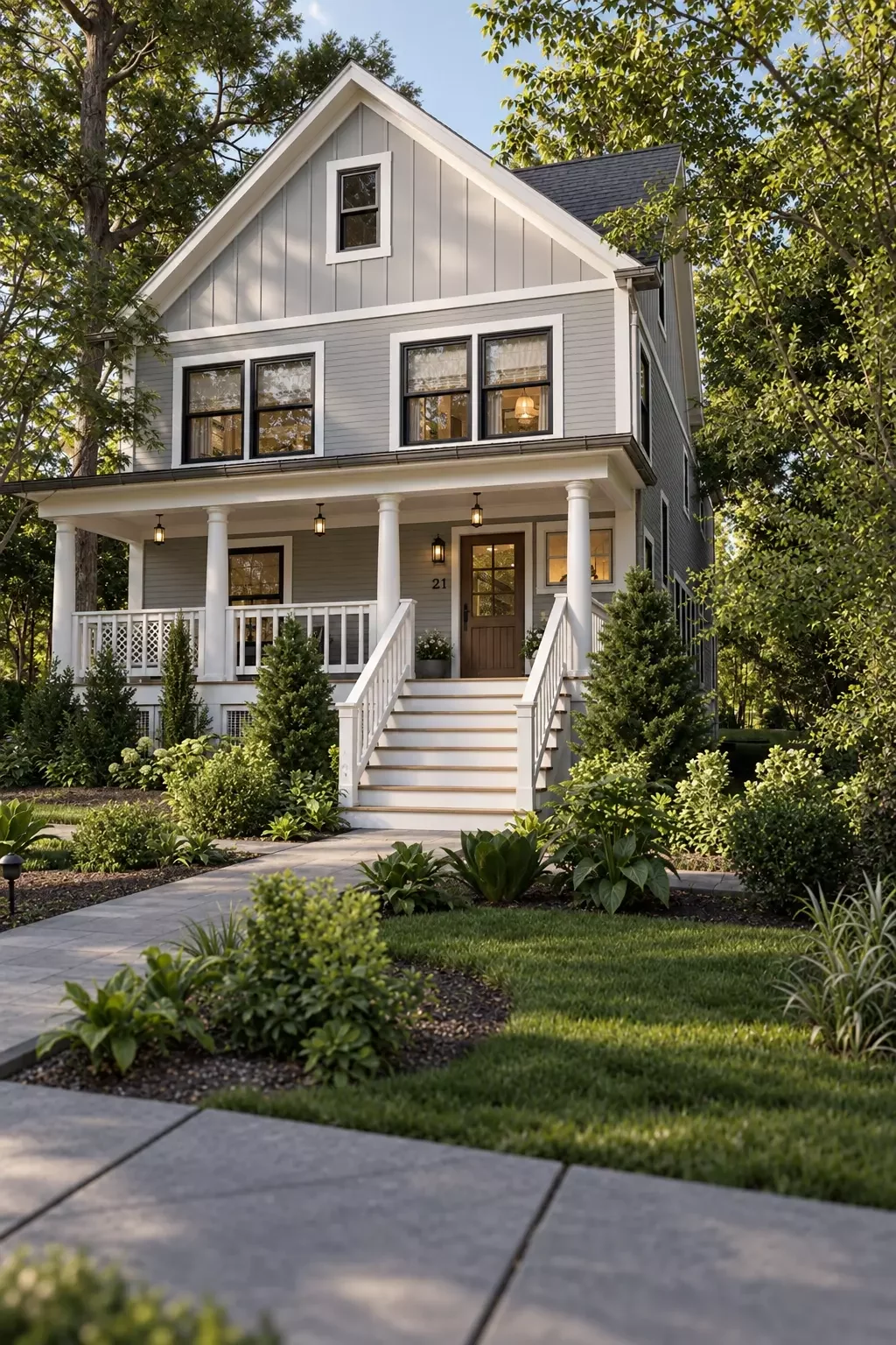 Photorealistic exterior 3D rendering of 21 Highland Place in Maplewood New Jersey