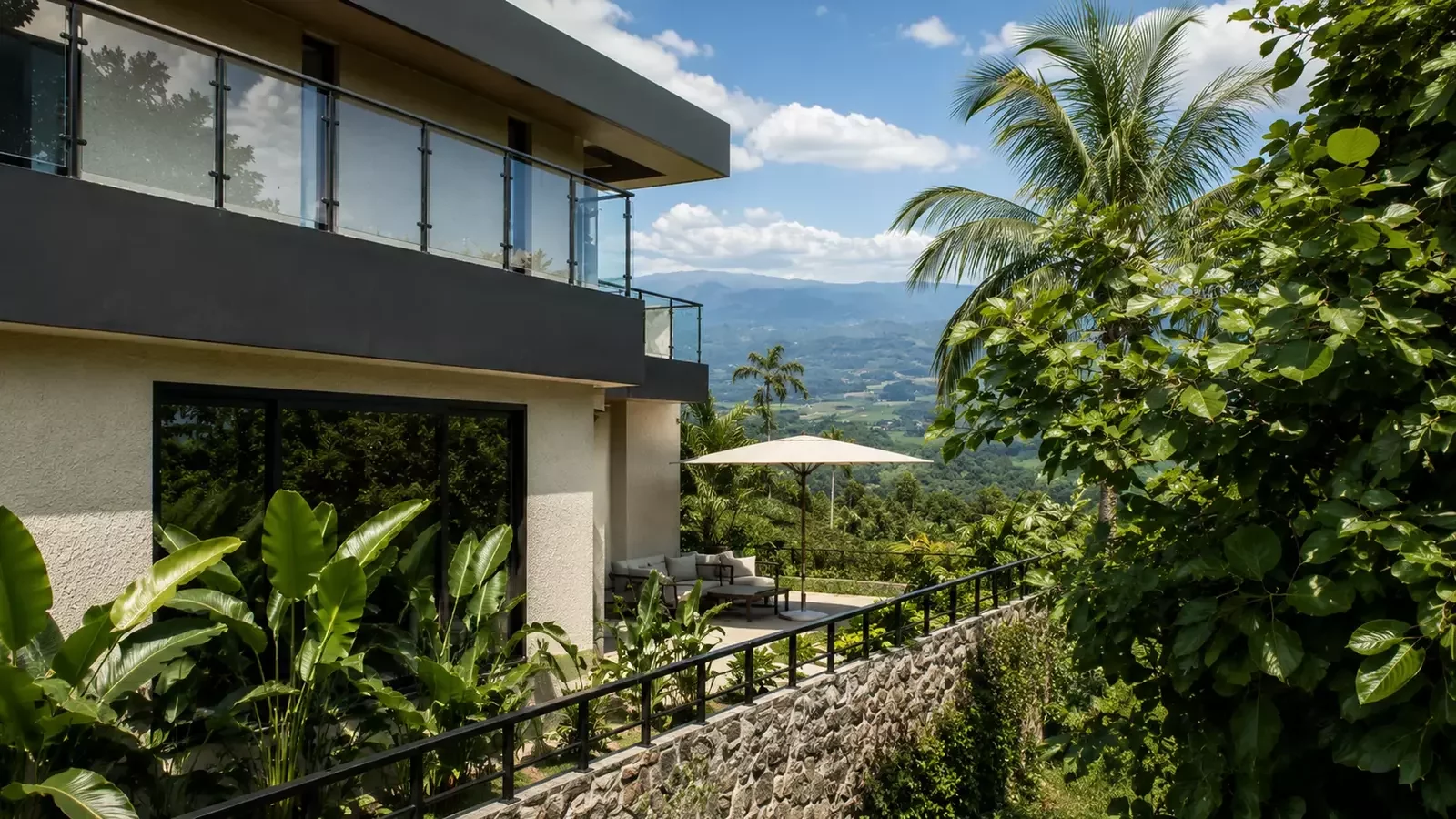 Render arquitectónico fotorrealista en Pereira con arquitectura contemporánea y paisaje del Eje Cafetero