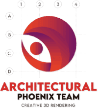 logo Architectural Phoenix Team creative 3D rendering visualizacion arquitectonica Pereira