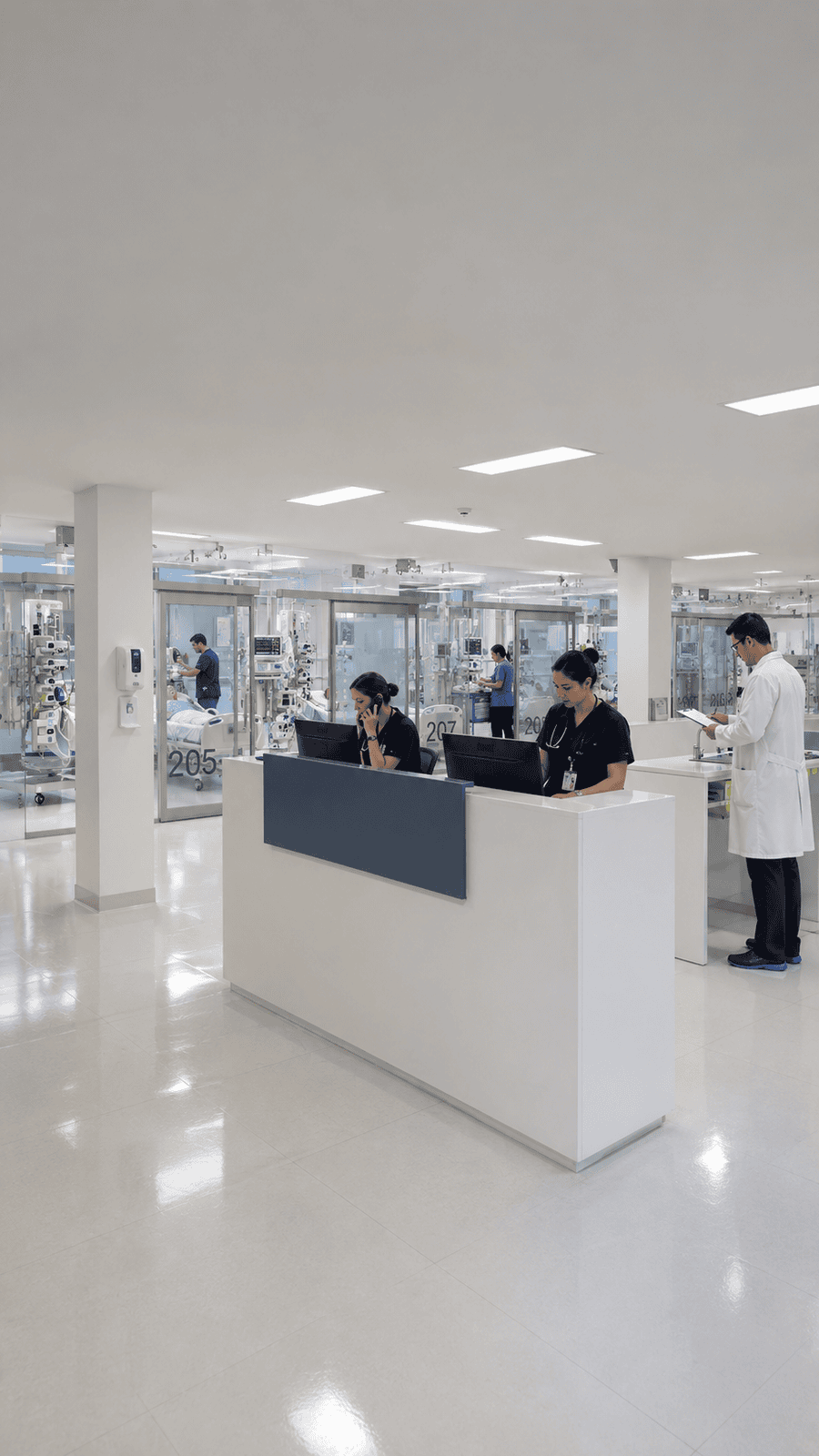 Intensive care unit UCI 3D rendering for Hospital Tomás Uribe Uribe