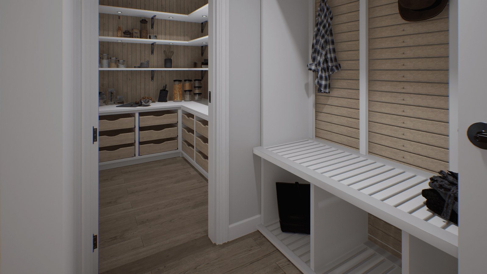 Mudroom architectural visualization 814 Fairmount Avenue Chatham New Jersey