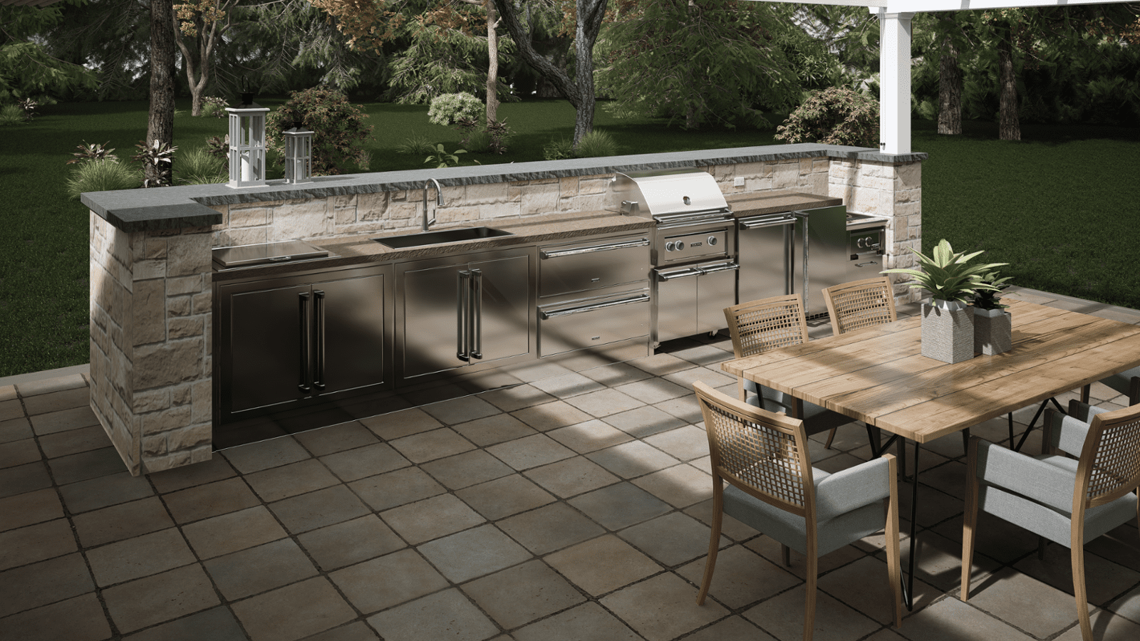 Outdoor kitchen material and finish architectural visualization by Architectural Phoenix Team