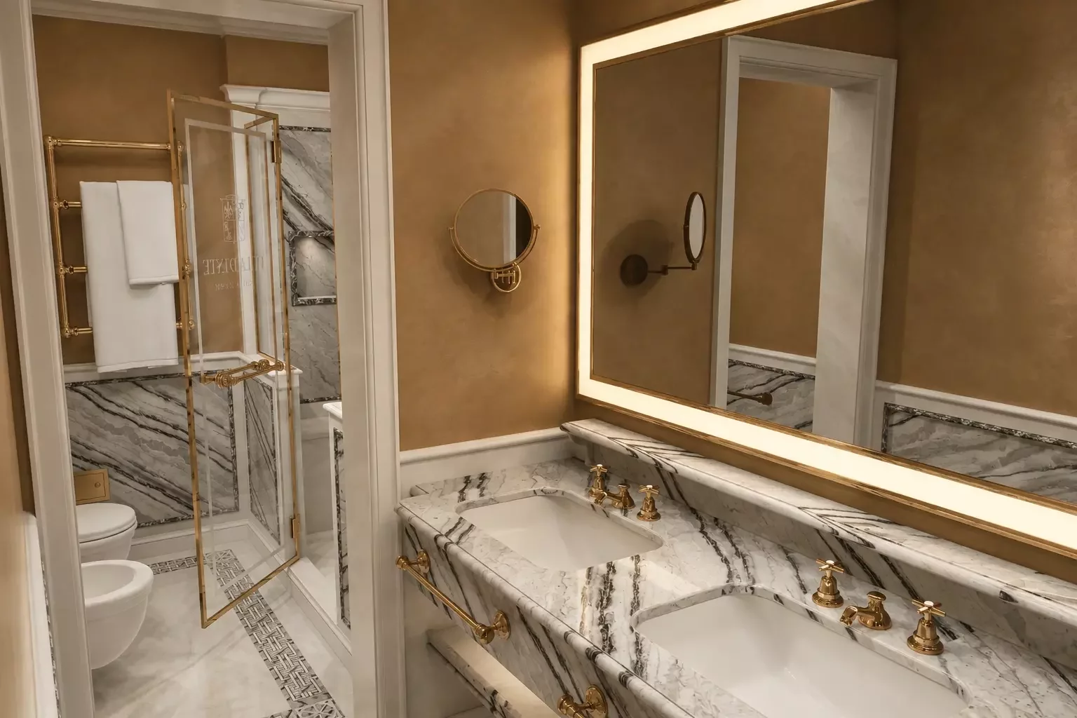 Villa d'Este luxury bathroom 3D rendering in Cernobbio Lake Como Italy by Architectural Phoenix Team