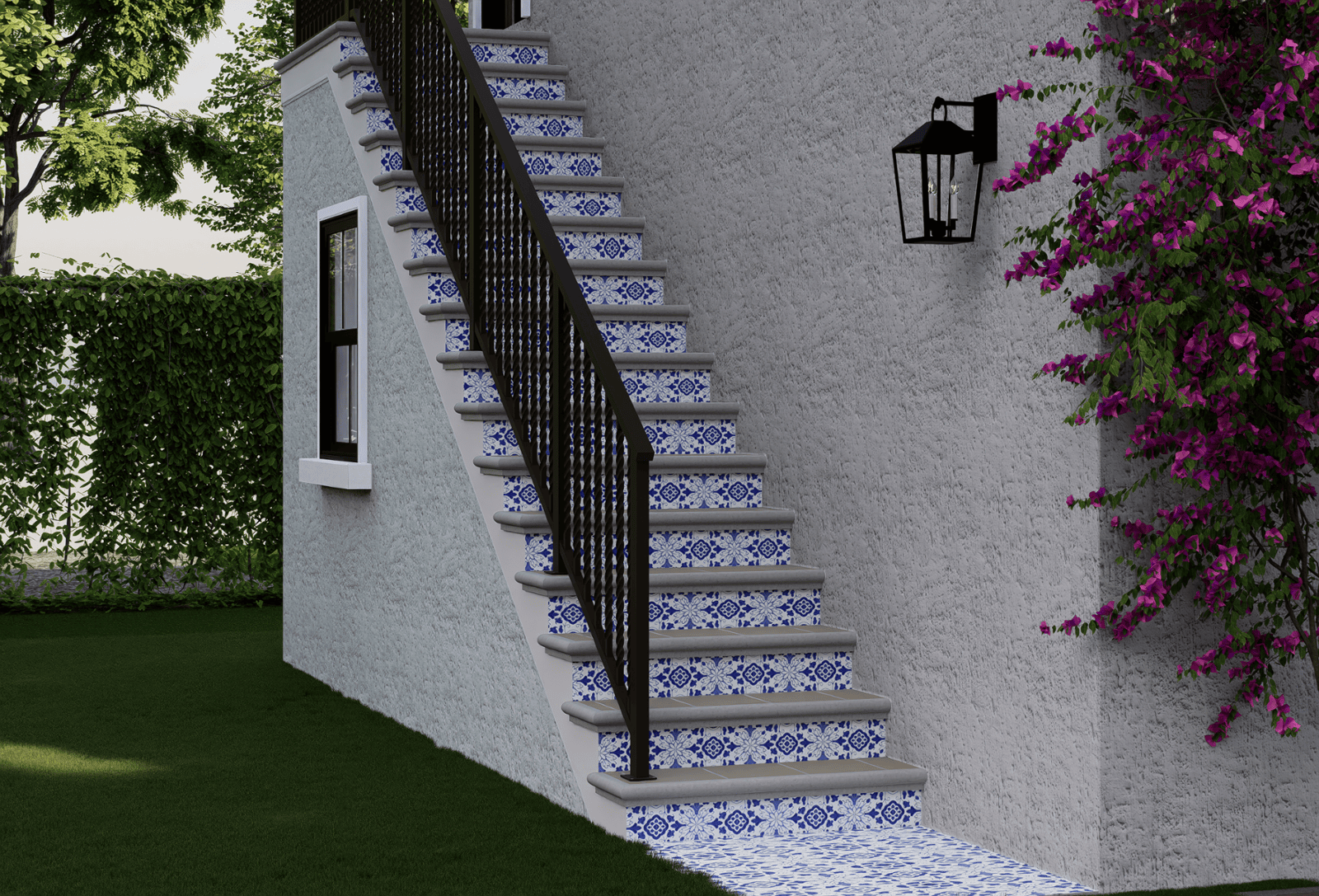 Decorative Tile Staircase to Guest Suite 221 Monroe Drive West Palm Beach