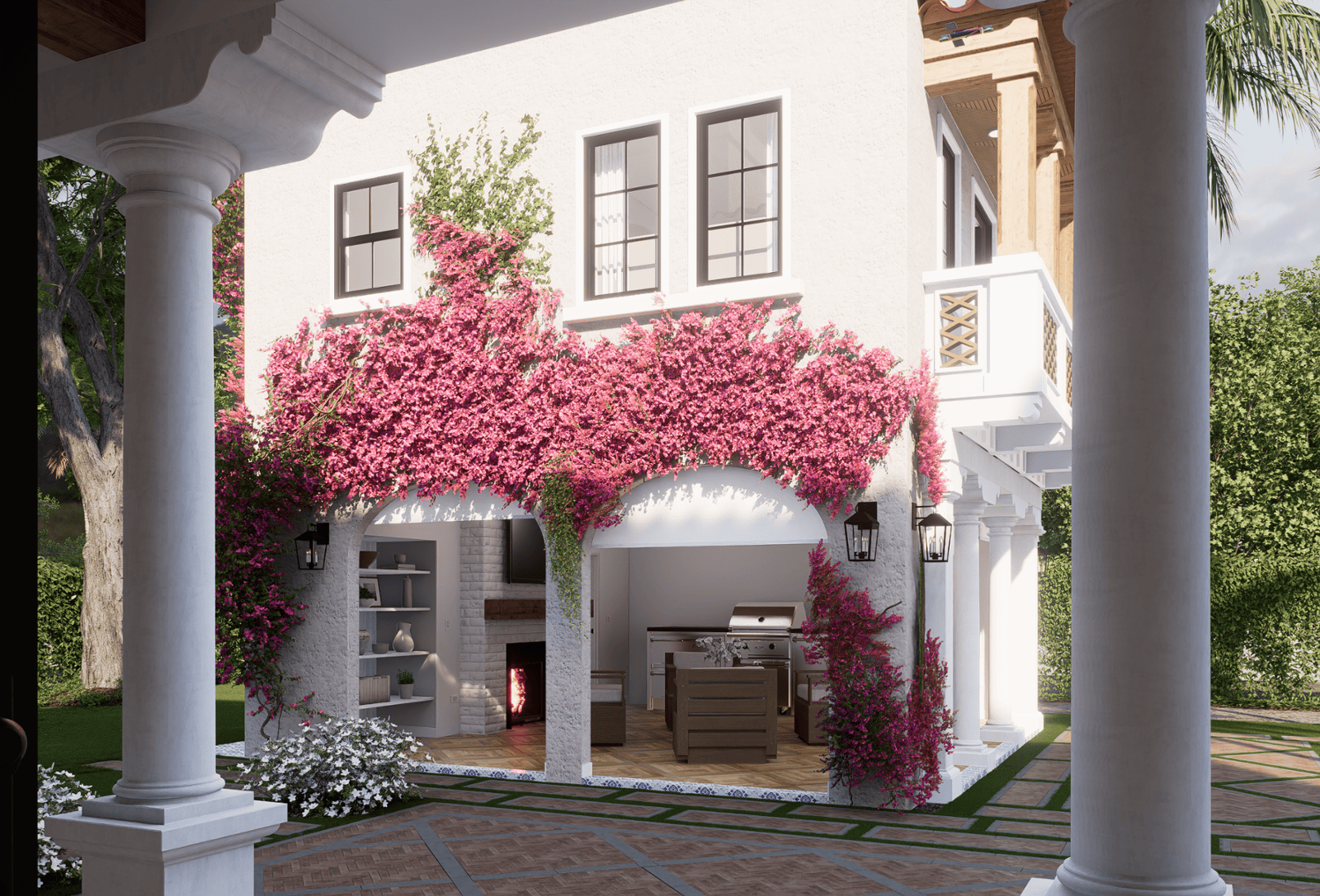 Outdoor Dining Area Guest House Patio at 221 Monroe Drive West Palm Beach