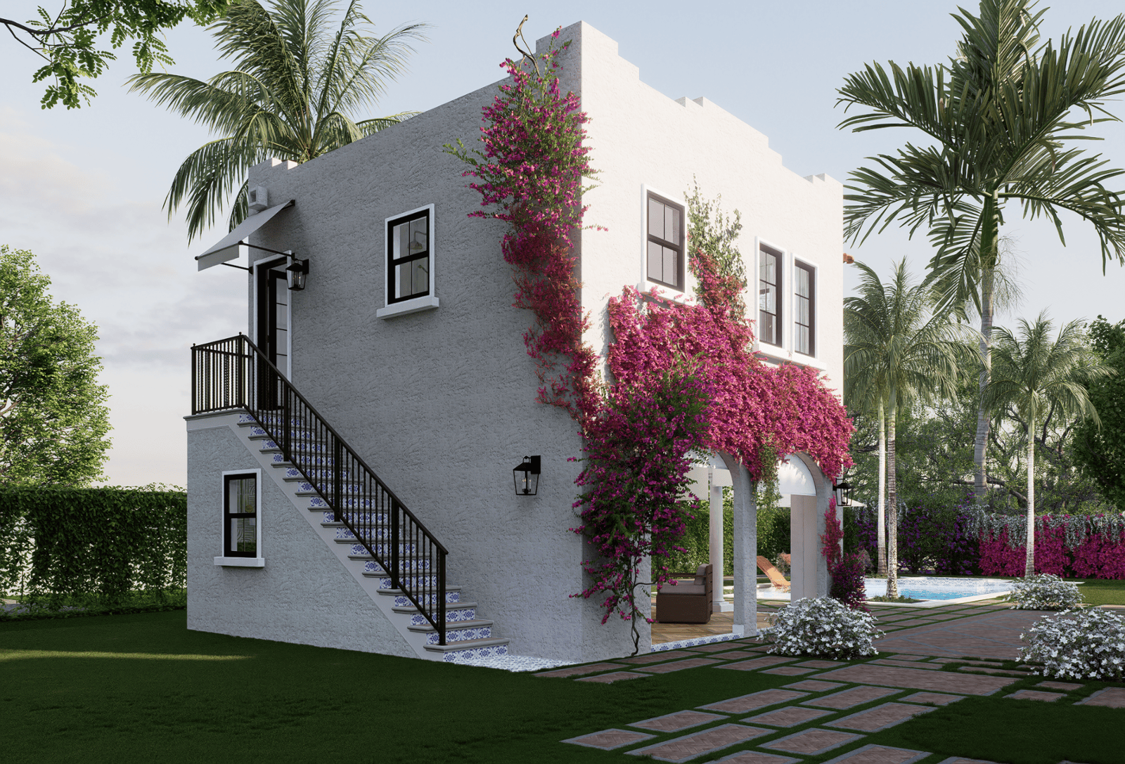 Detached Guest House with Exterior Staircase 221 Monroe Drive West Palm Beach