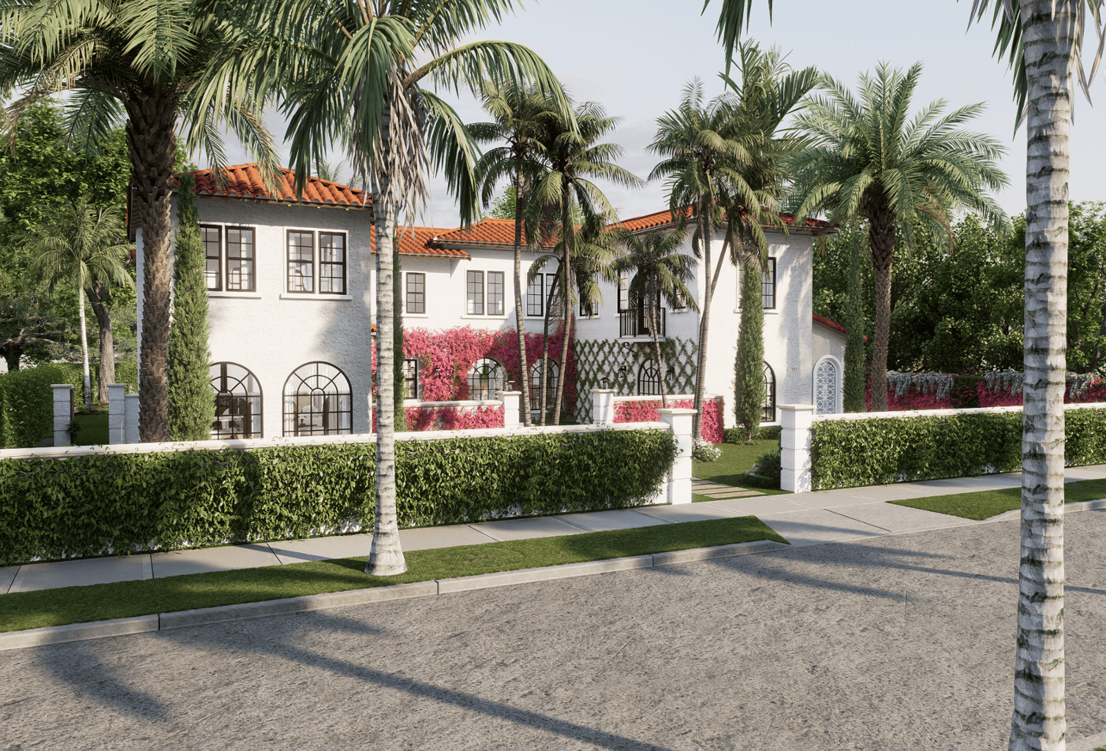3D Exterior Rendering of Luxury Mediterranean Home 221 Monroe Drive West Palm Beach