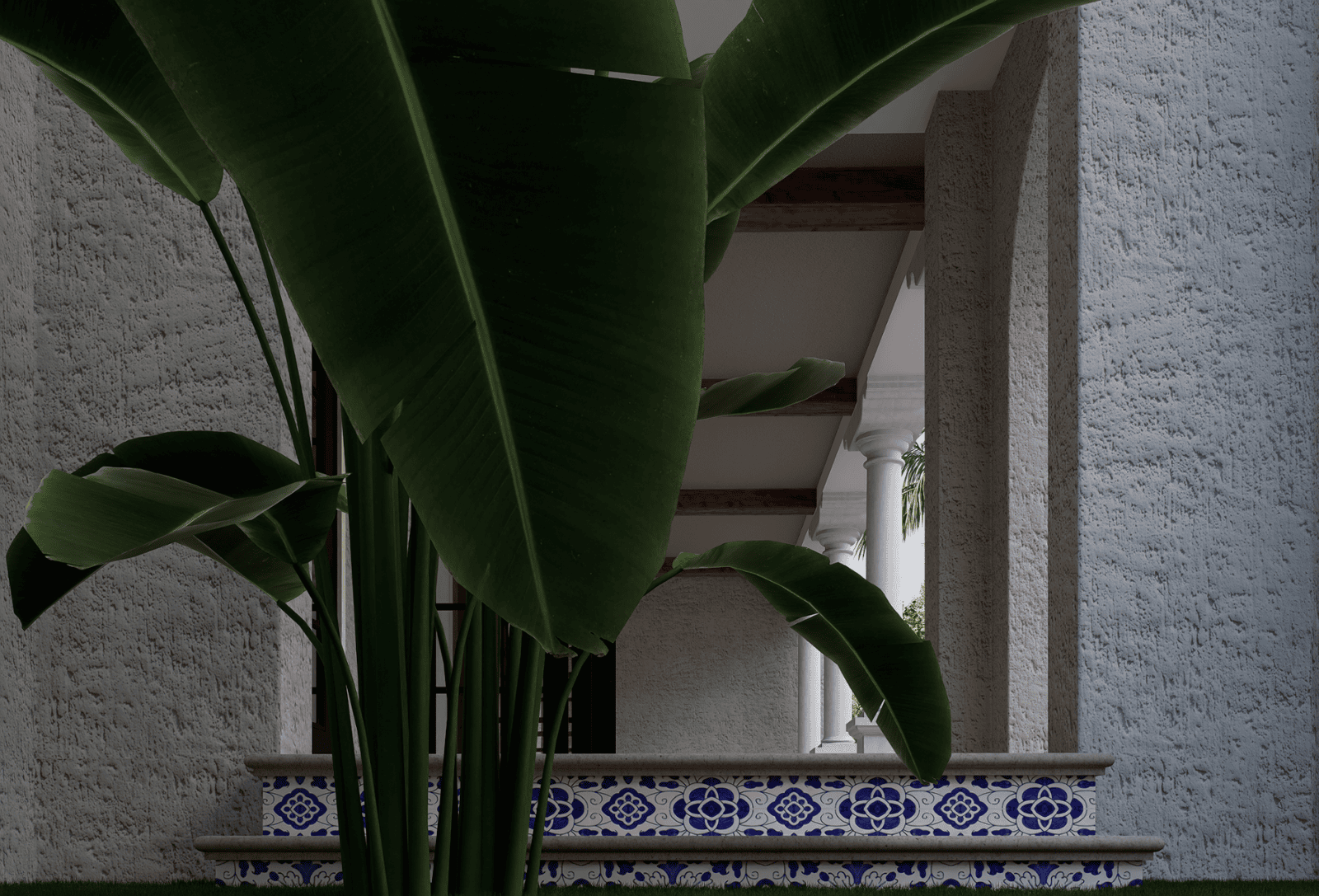 Banana Palm and Spanish Tile Courtyard 221 Monroe West Palm Beach