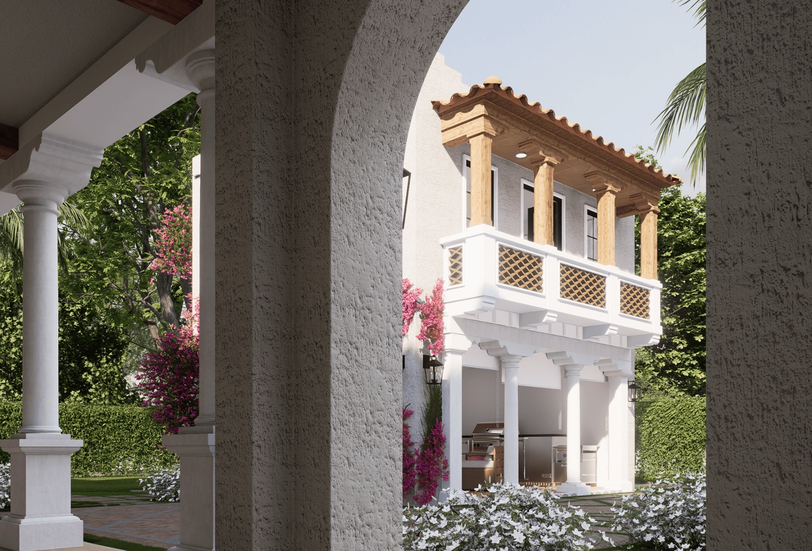 Rear Guest House View Through Arched Walkway 221 Monroe West Palm Beach