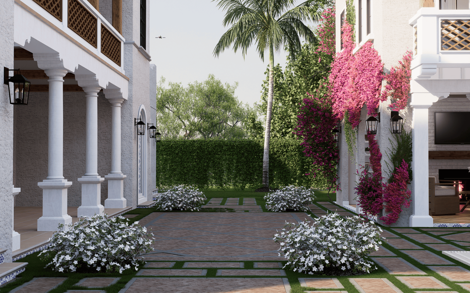 Mediterranean Rear Patio with Landscaping 221 Monroe Drive