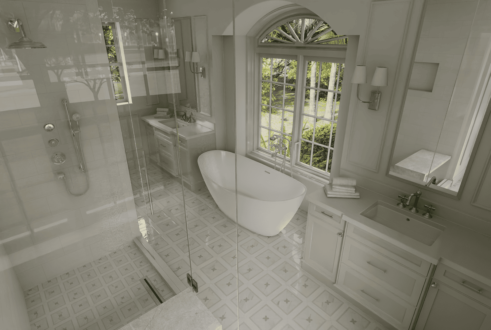 Primary bathroom 3D visualization at 309 Greymon Drive in West Palm Beach