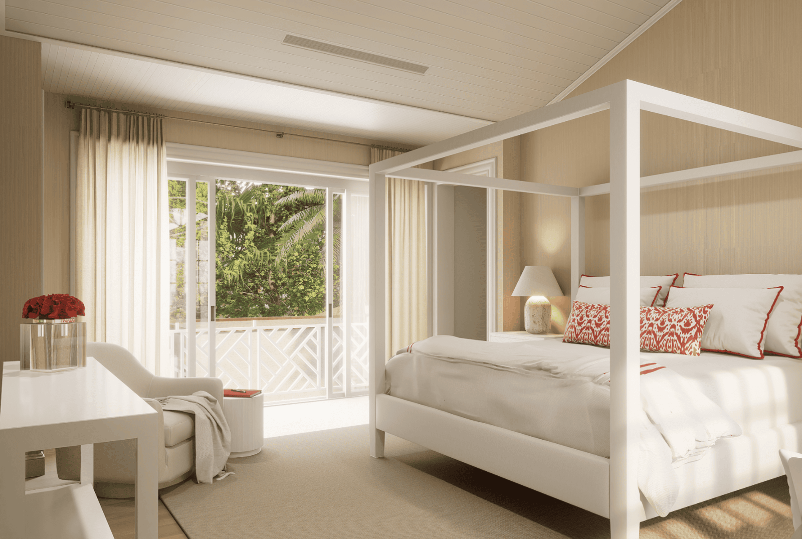 Primary bedroom 3D visualization at 309 Greymon Drive in West Palm Beach