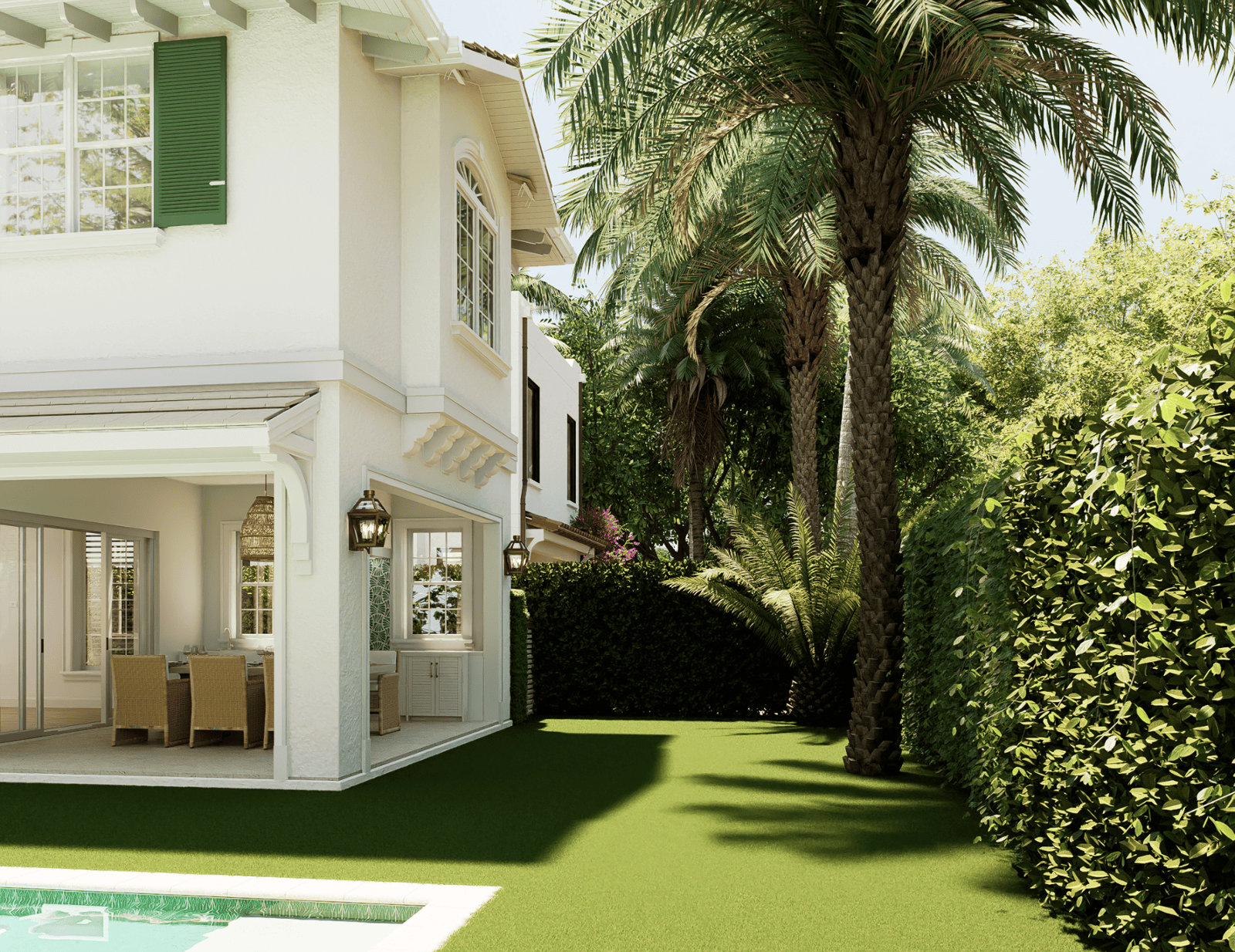 Architectural exterior perspective of the 309 Greymon Drive residence