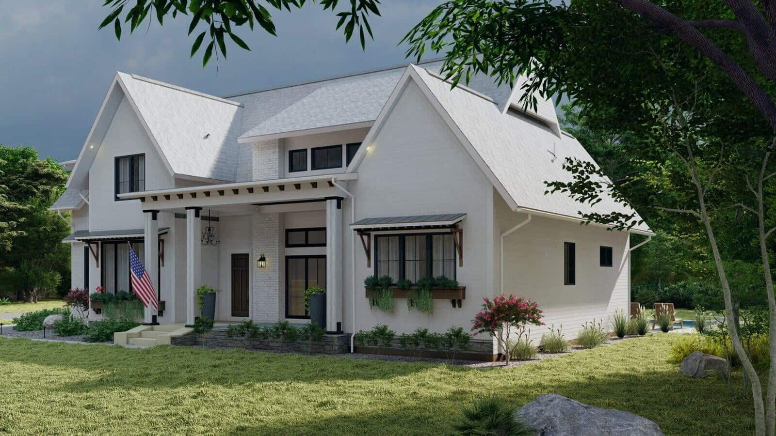 Modern farmhouse residential architectural visualization in Franklin Lakes New Jersey