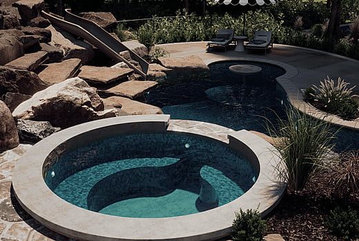 Elegant Stonework and Water Features in Short Hills Dream Pool