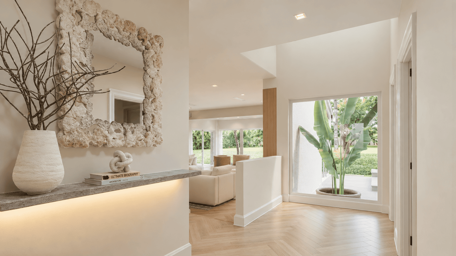 Entry Hall photorealistic 3D rendering — Jupiter FL residential remodel — Architectural Phoenix Team