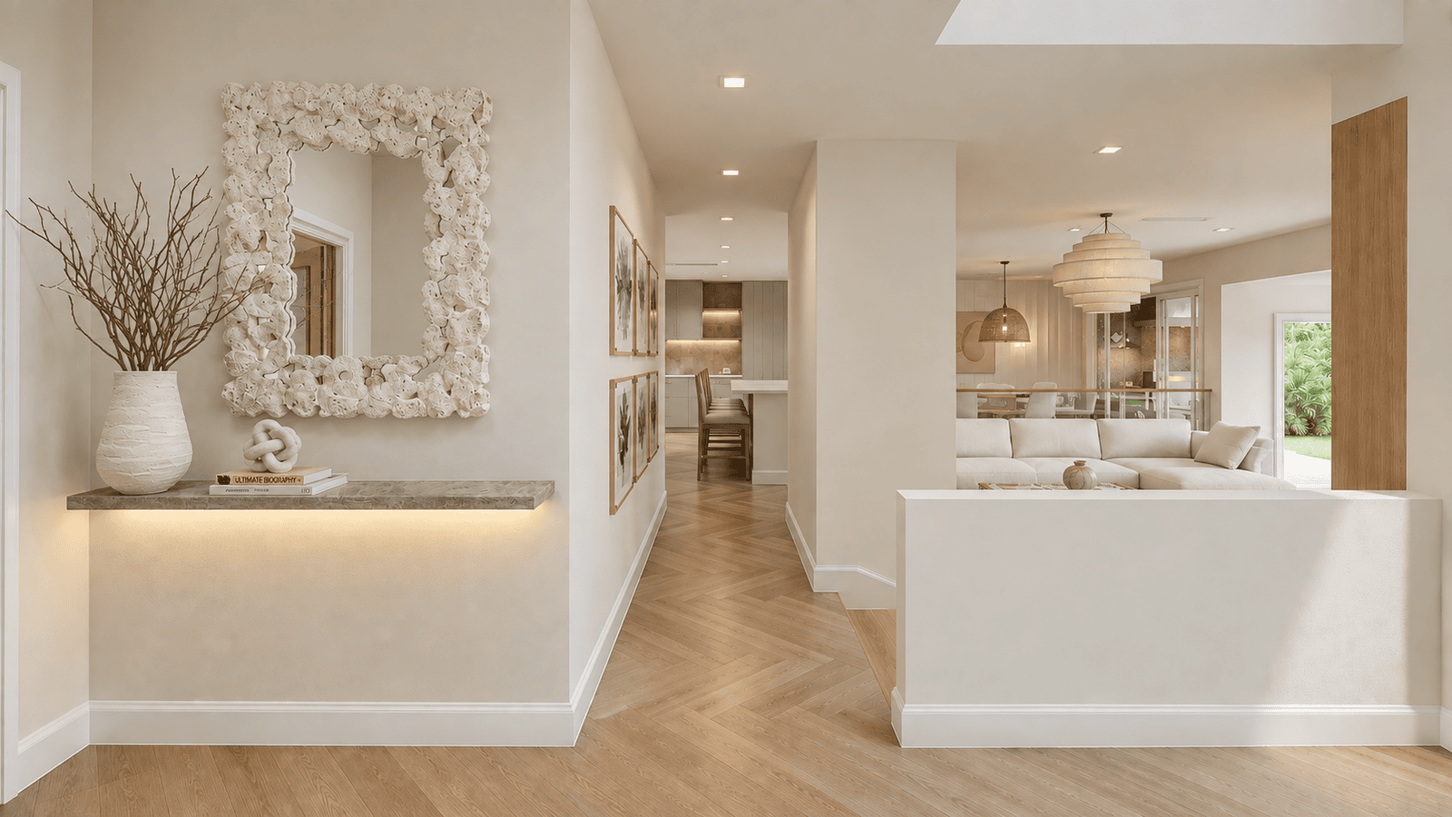 Entry Hall photorealistic 3D rendering — Jupiter FL residential remodel — Architectural Phoenix Team