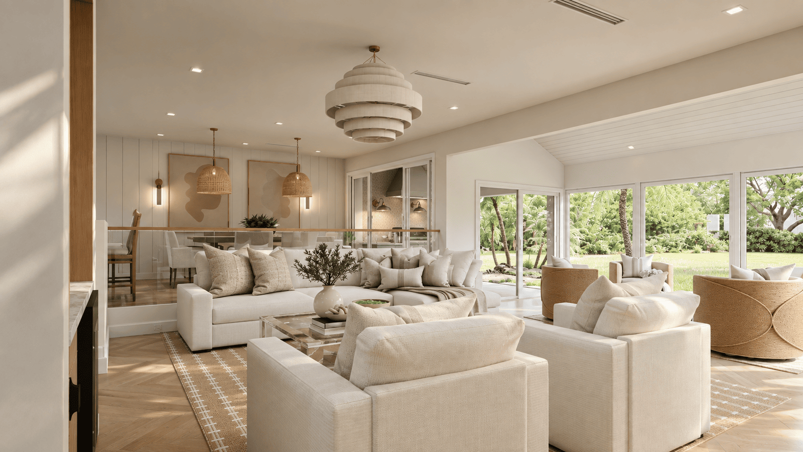 Living Room photorealistic 3D rendering — Jupiter FL residential remodel — Architectural Phoenix Team