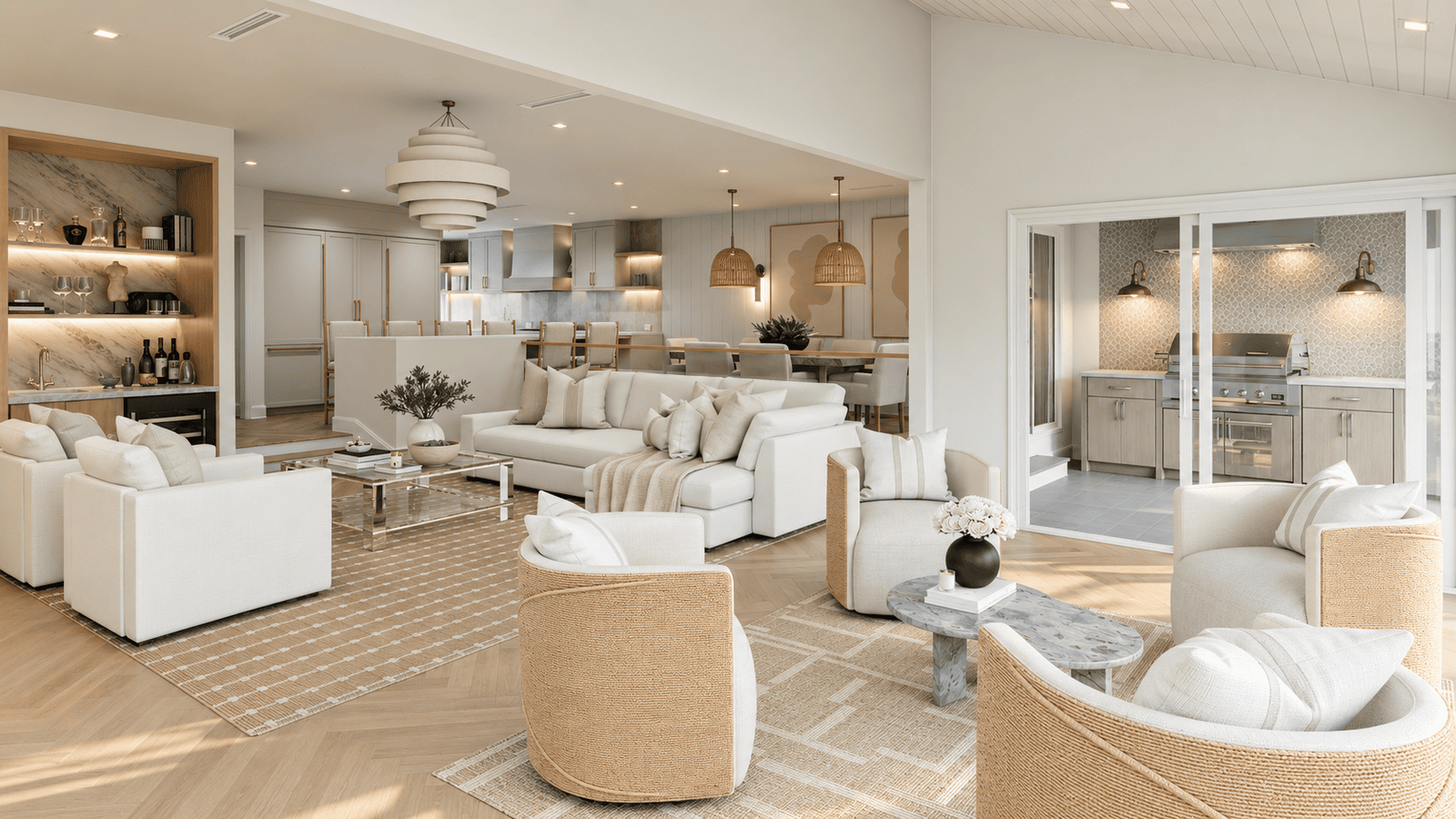 Living Room photorealistic 3D rendering — Jupiter FL residential remodel — Architectural Phoenix Team