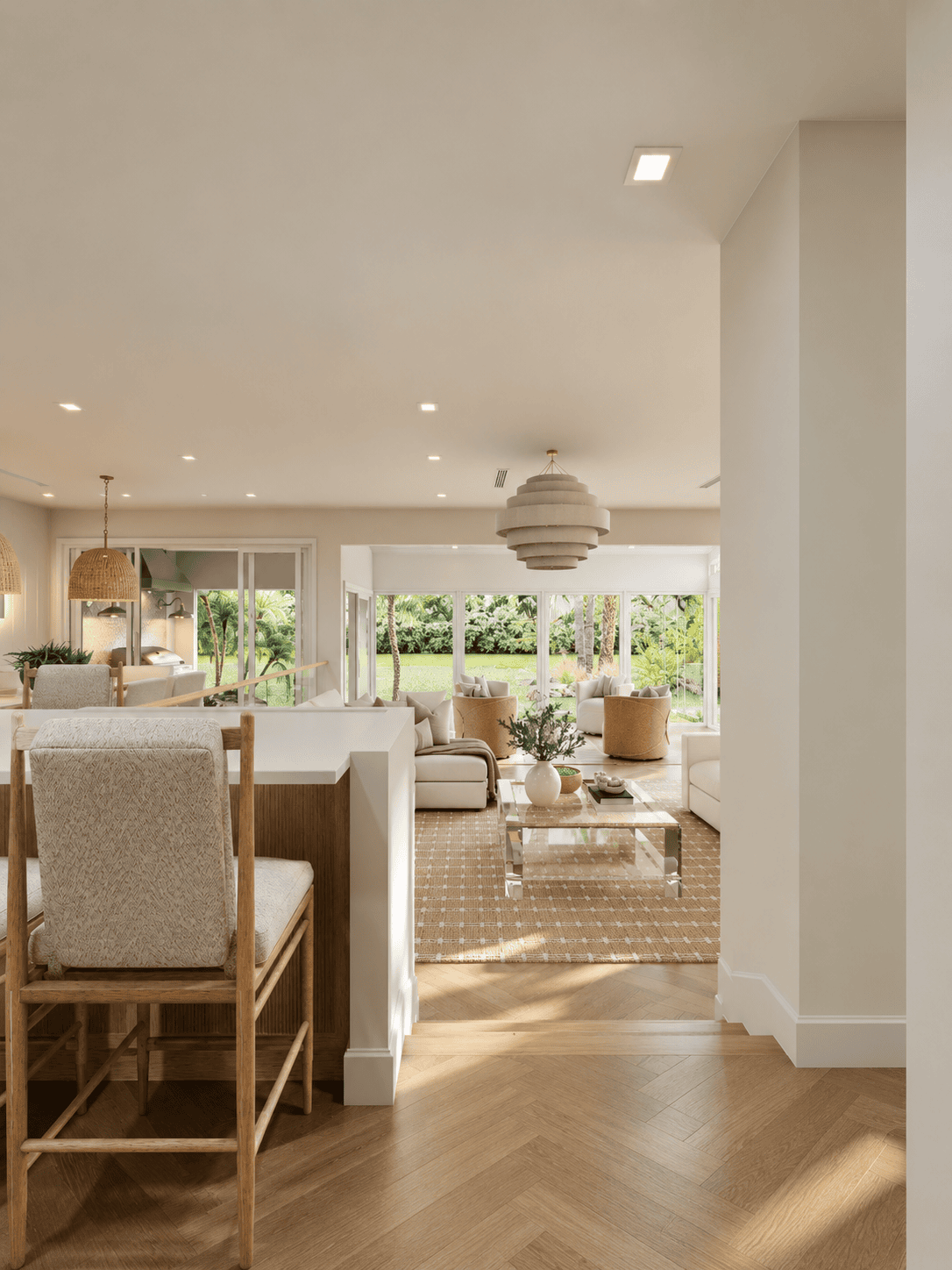 Living Room photorealistic 3D rendering — Jupiter FL residential remodel — Architectural Phoenix Team