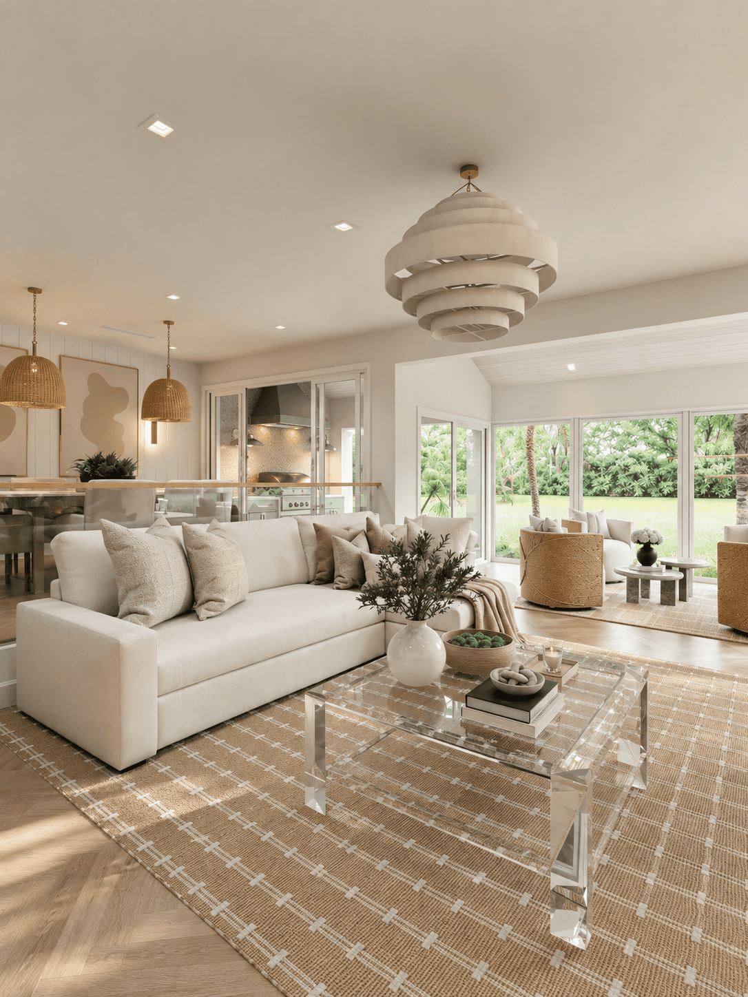 Living Room photorealistic 3D rendering — Jupiter FL residential remodel — Architectural Phoenix Team