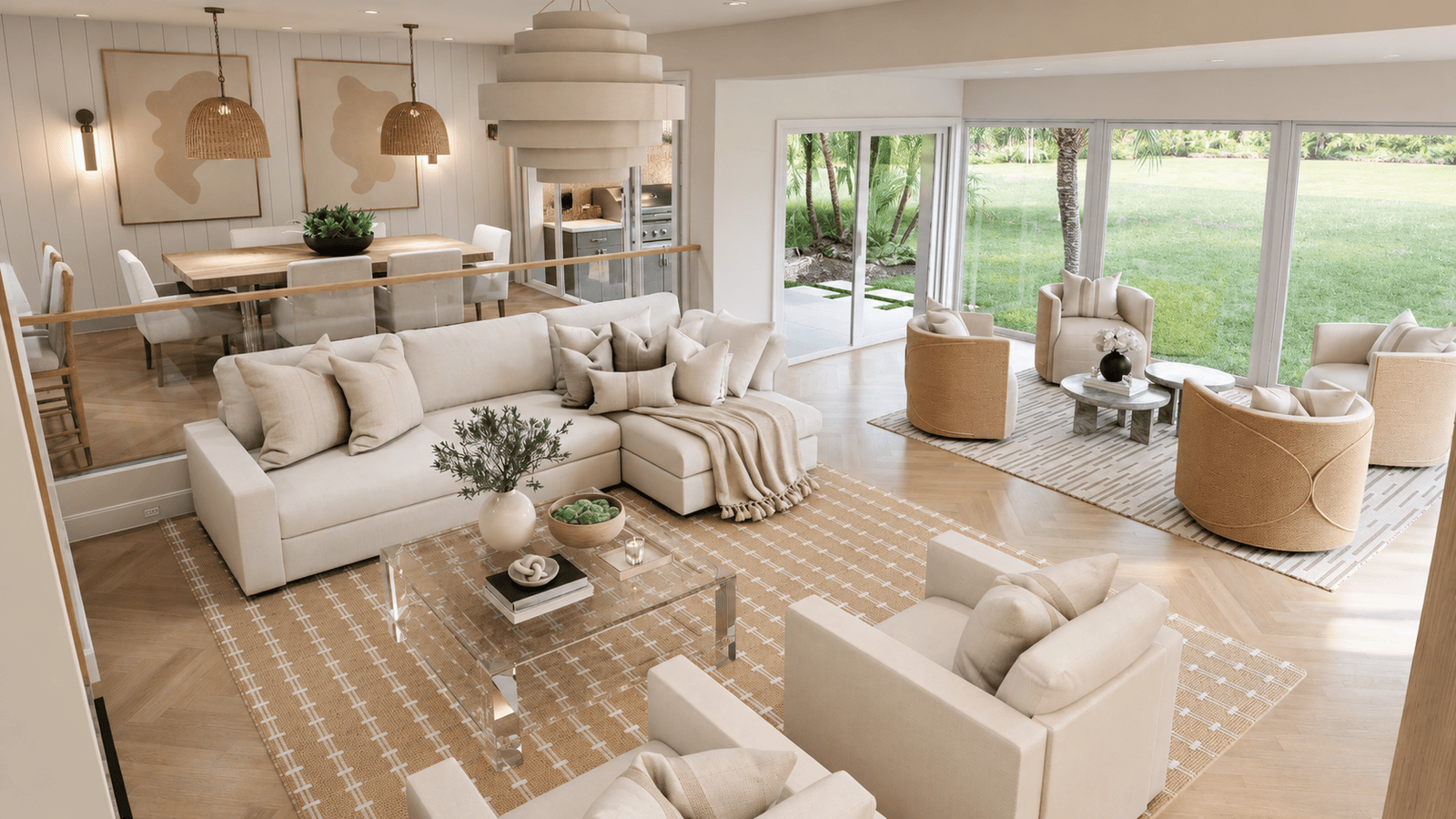 Living Room photorealistic 3D rendering — Jupiter FL residential remodel — Architectural Phoenix Team
