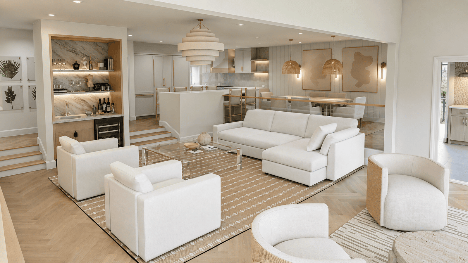 Living Room photorealistic 3D rendering — Jupiter FL residential remodel — Architectural Phoenix Team