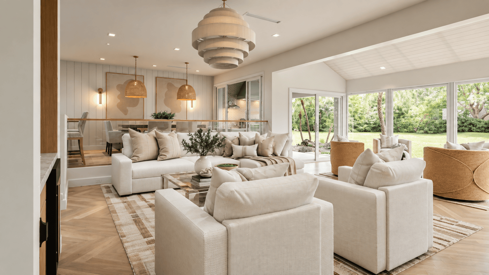 Living Room photorealistic 3D rendering — Jupiter FL residential remodel — Architectural Phoenix Team