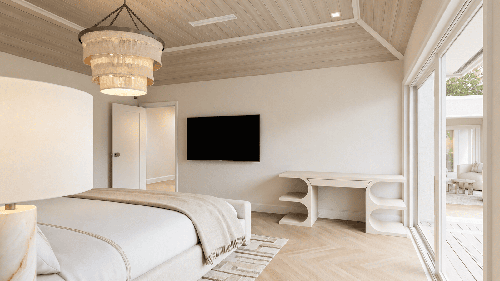 Primary Bedroom photorealistic 3D rendering — Jupiter FL residential remodel — Architectural Phoenix Team