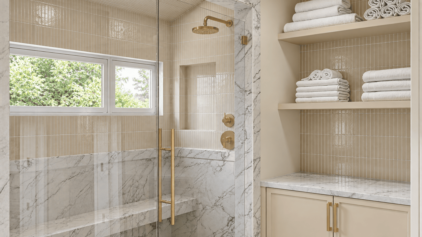 Primary Bathroom photorealistic 3D rendering — Jupiter FL residential remodel — Architectural Phoenix Team