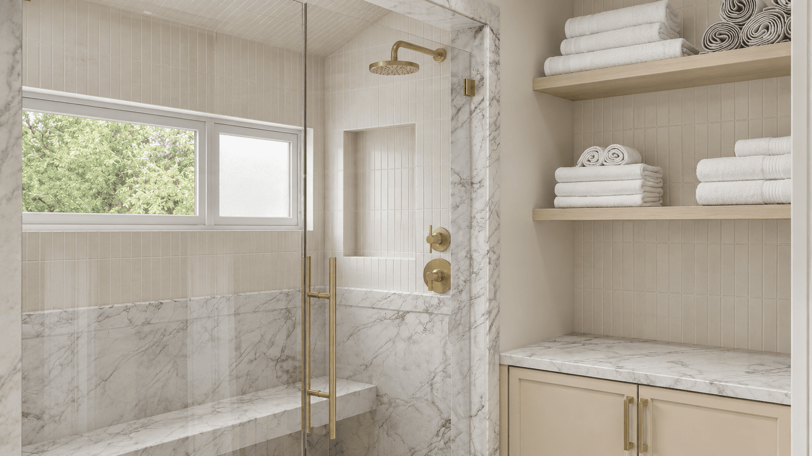 Primary Bathroom photorealistic 3D rendering — Jupiter FL residential remodel — Architectural Phoenix Team