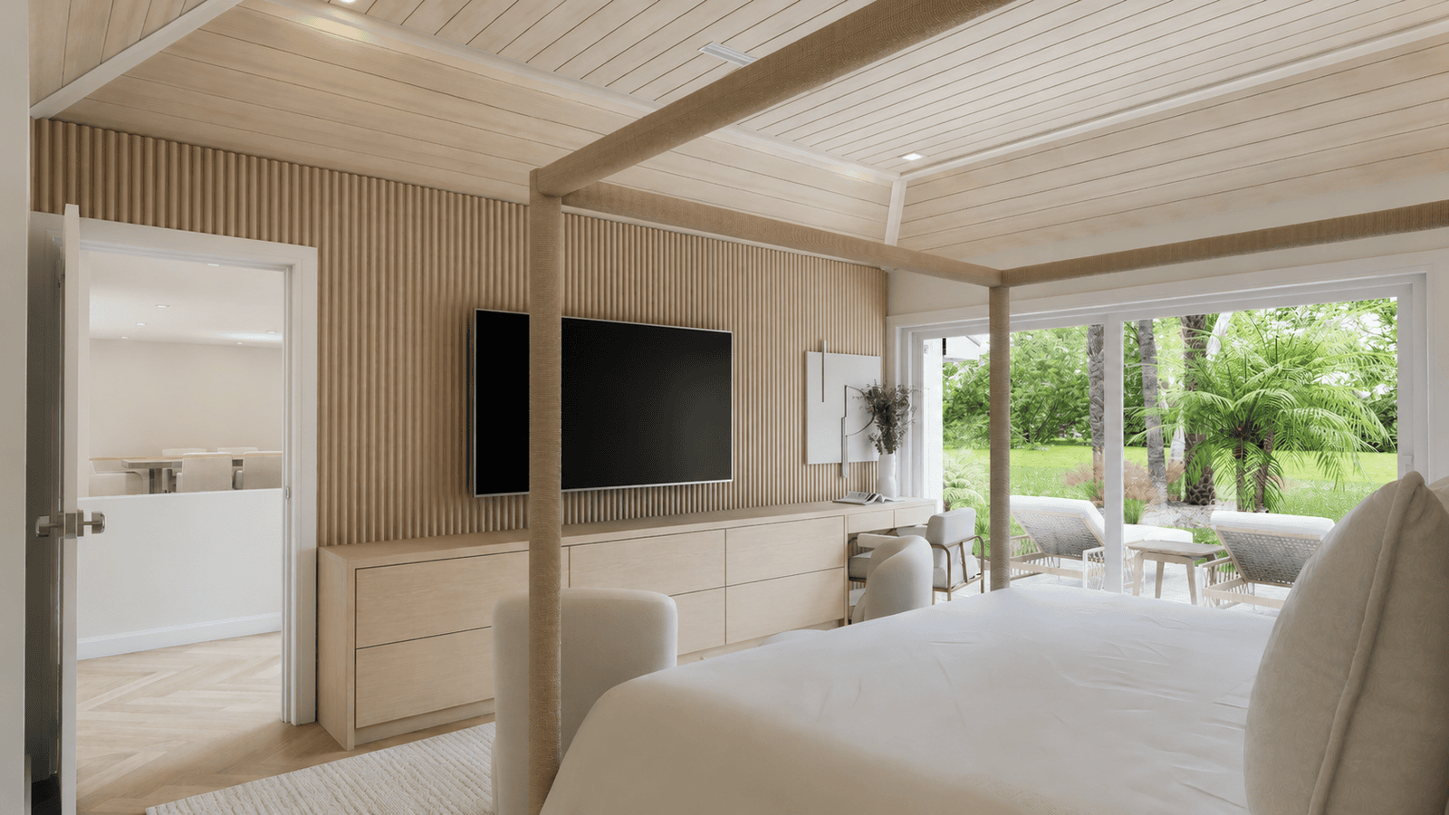 Primary Bedroom photorealistic 3D rendering — Jupiter FL residential remodel — Architectural Phoenix Team