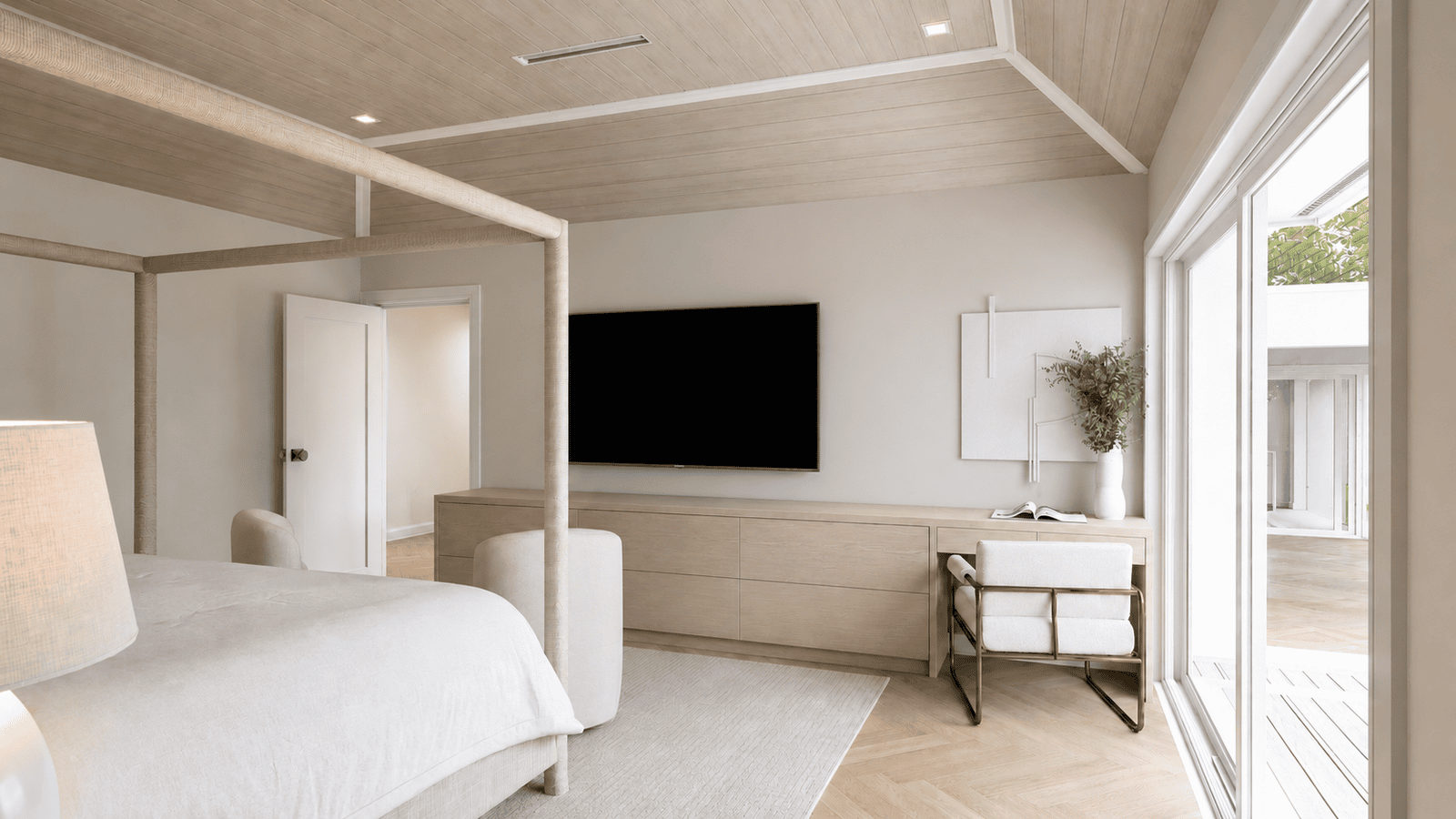 Primary Bedroom photorealistic 3D rendering — Jupiter FL residential remodel — Architectural Phoenix Team