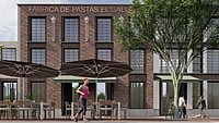 Dual Landmarks: Church and Factory in Los Mártires - 3D Exterior Rendering by Architectural Phoenix Team
