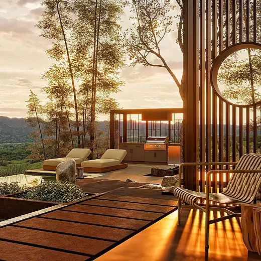 Architectural exterior rendering of a luxury outdoor terrace by Architectural Phoenix Team