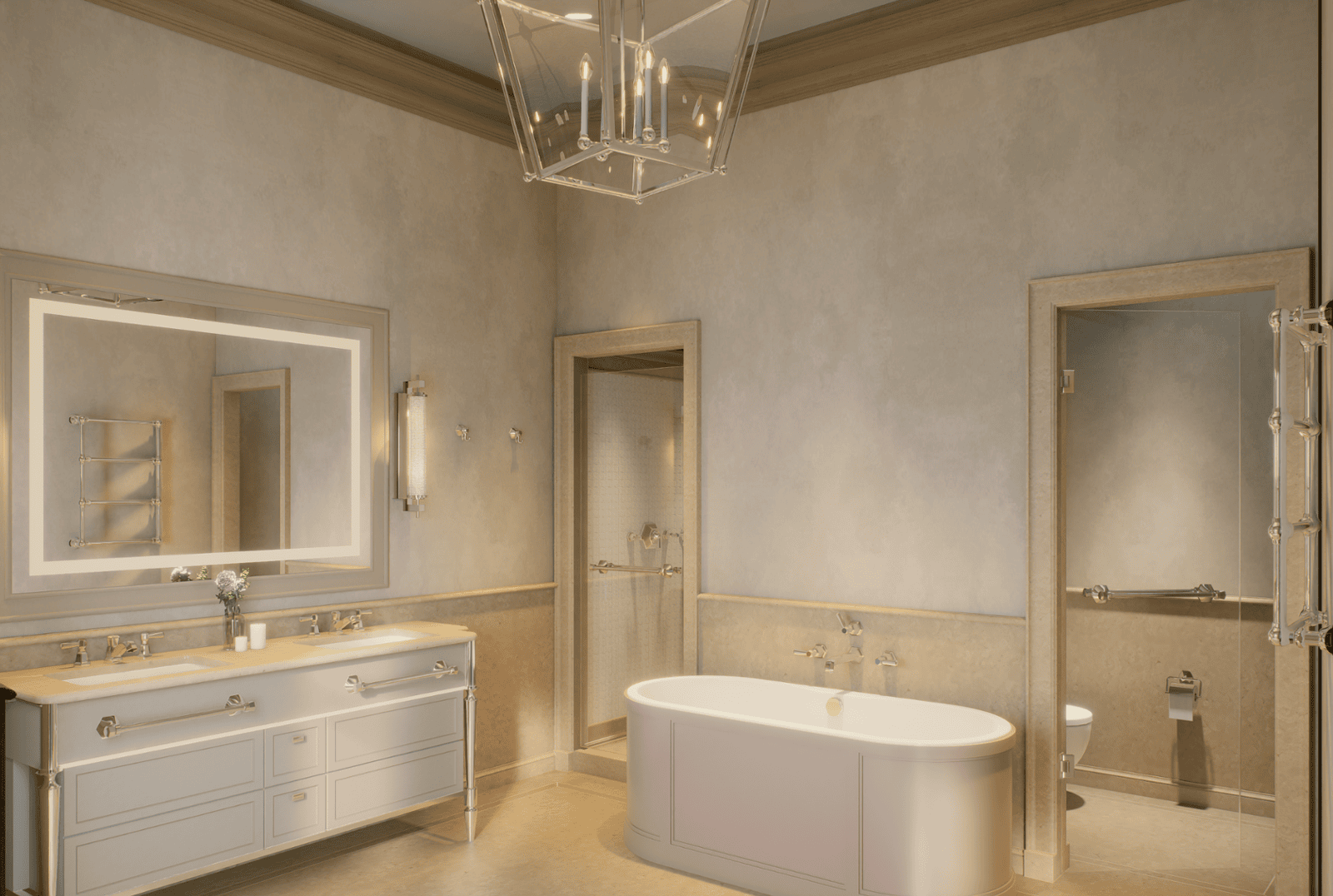 Bathroom interior visualization Palazzo Vivarelli Colonna Florence Italy