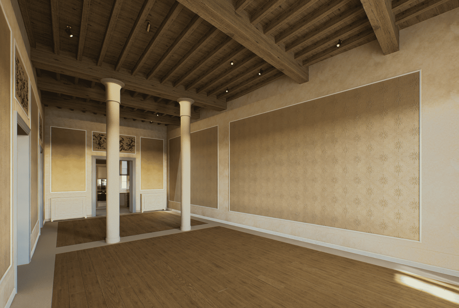 Luxury living room 3D visualization Palazzo Vivarelli Colonna Florence Italy