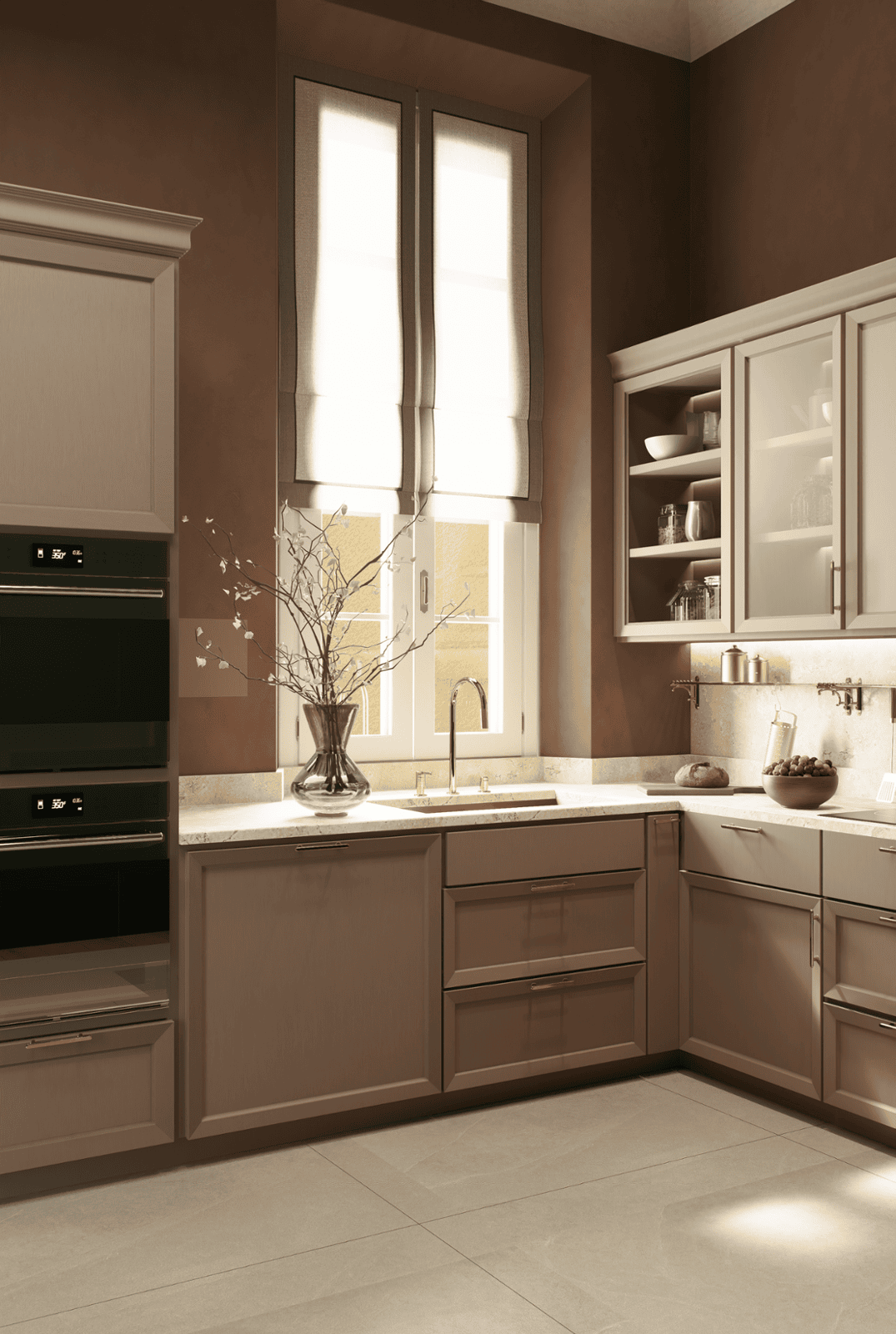 Interior kitchen architectural visualization historic Florence property