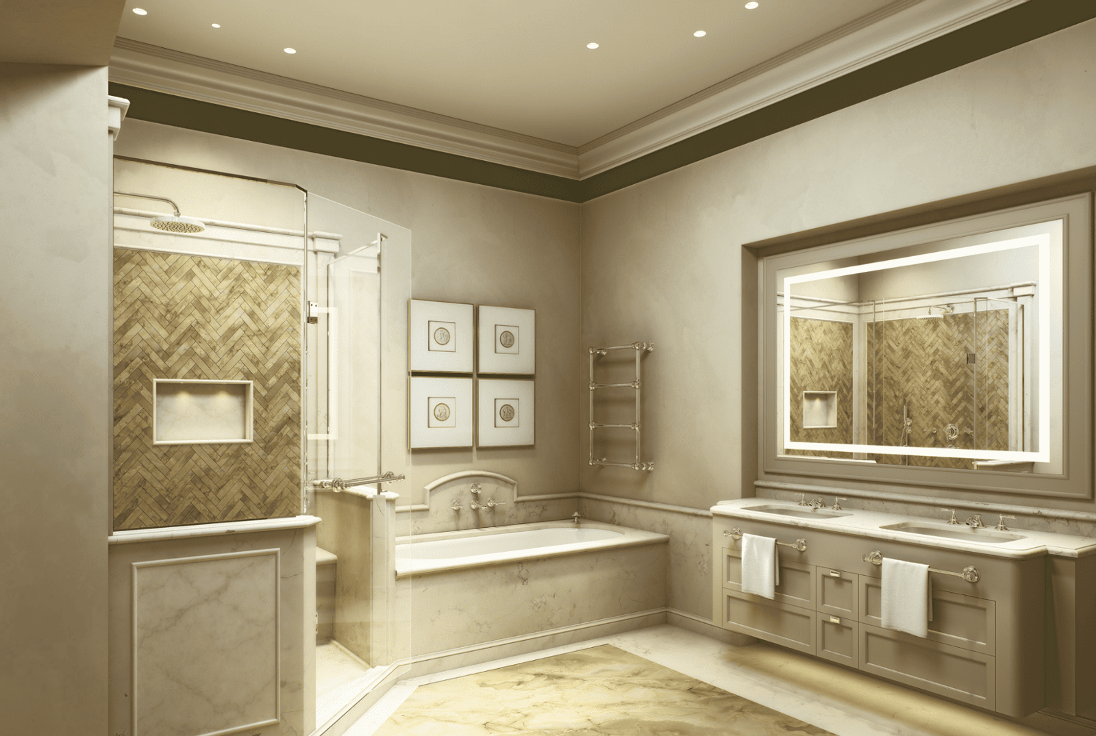 Bathroom architectural visualization Palazzo Vivarelli Colonna Italy