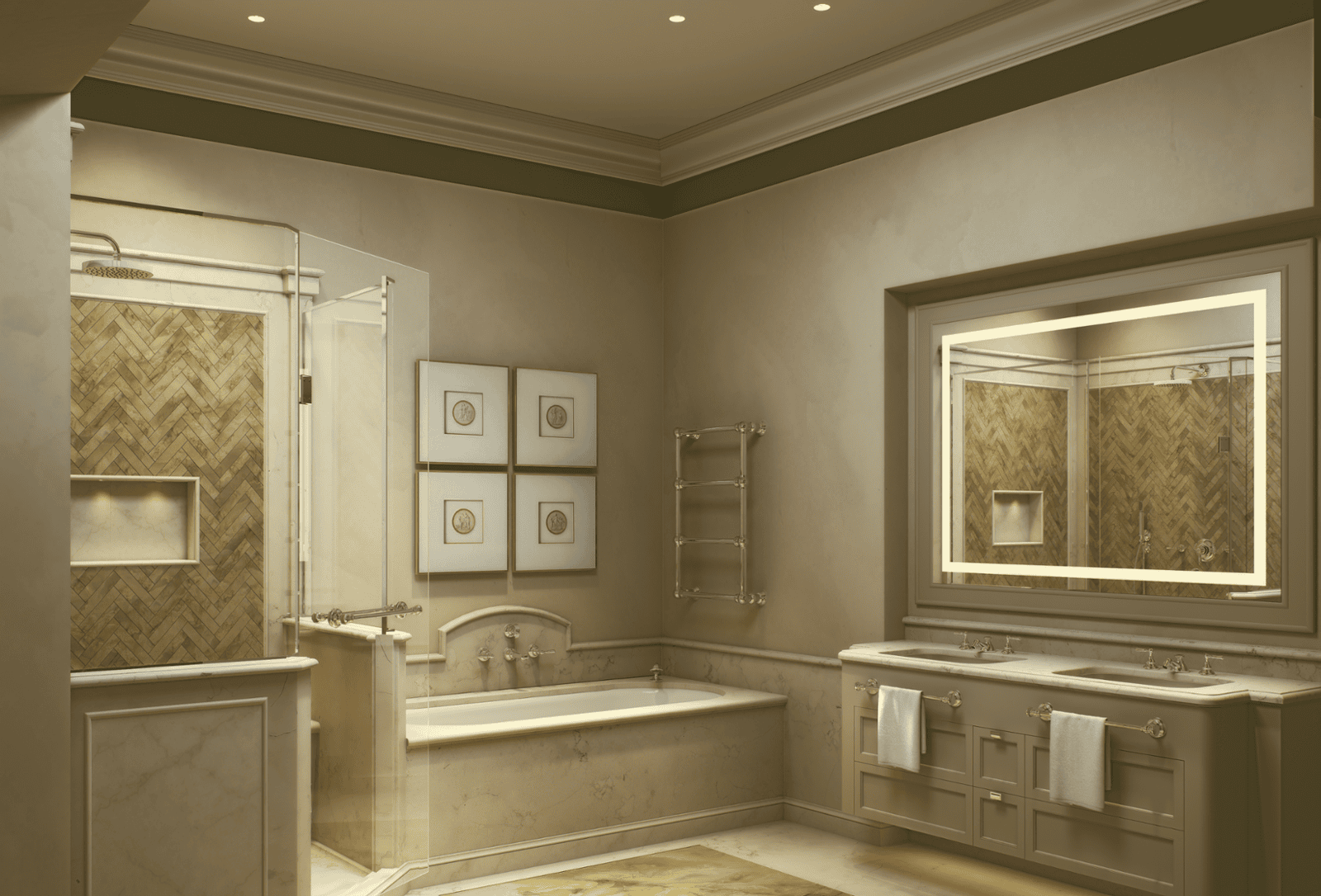 Palazzo Vivarelli Colonna bathroom 3D rendering Florence Architectural Phoenix Team