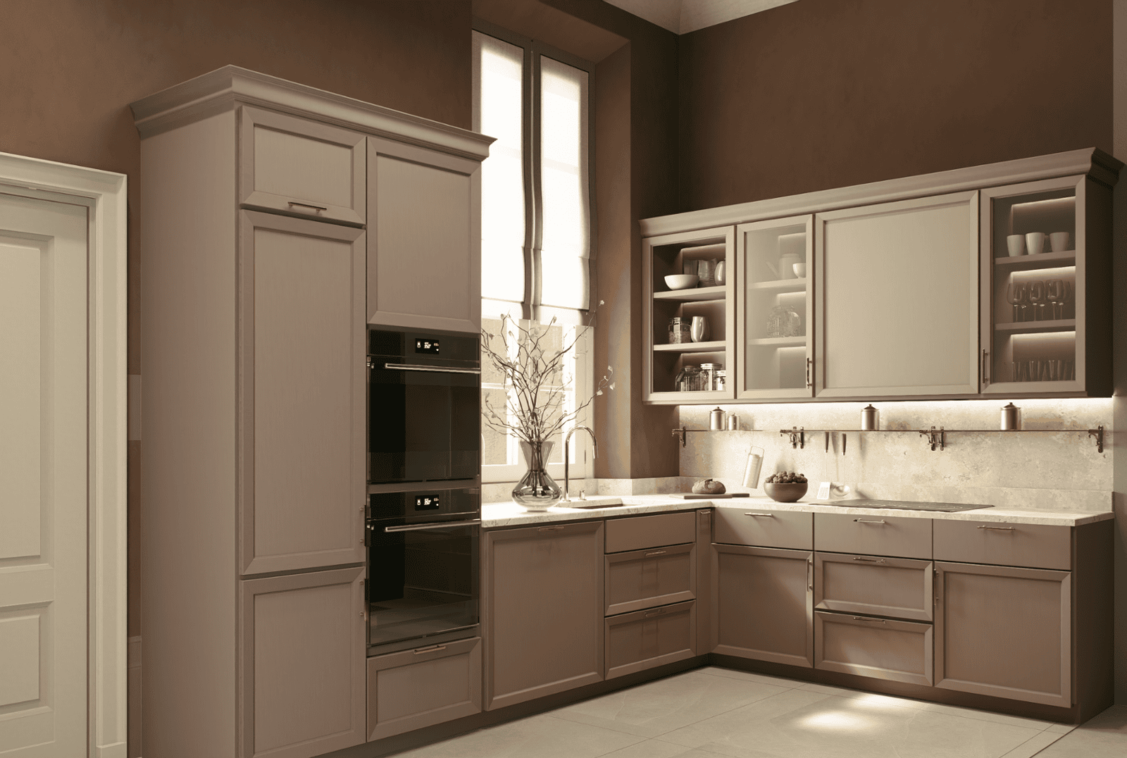 Kitchen interior rendering Palazzo Vivarelli Colonna architectural visualization Florence