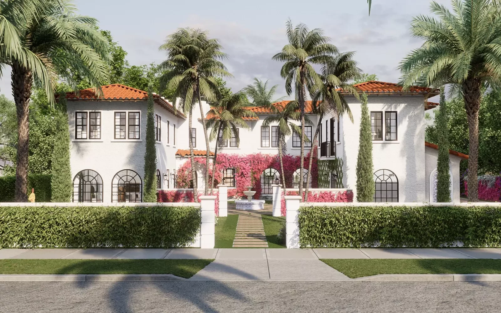 Photorealistic exterior rendering of a modern waterfront residence in West Palm Beach, Florida (4K).
