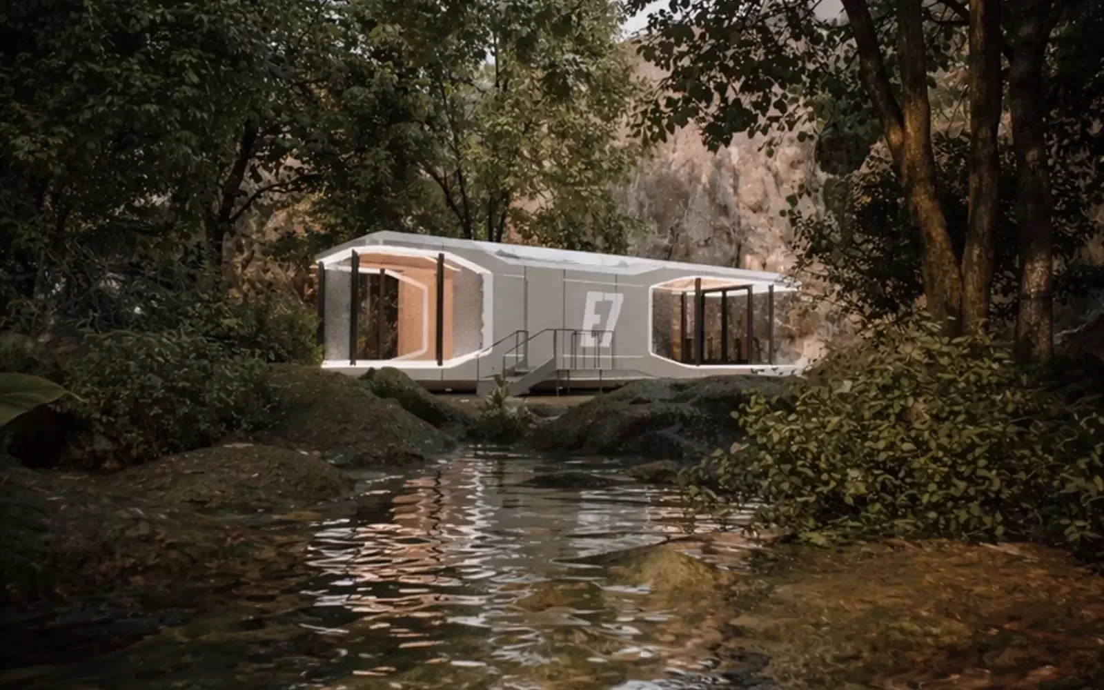 Cinematic animation still for a Palm Beach property, photorealistic 3D rendering (4K).