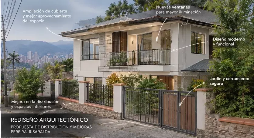 Rediseño arquitectónico de vivienda en Pereira para recuperación y reconstrucción